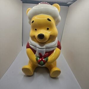 Disney Winnie the Pooh Christmas Cookie Jar Zrike Holiday Ceramic 10” Decor